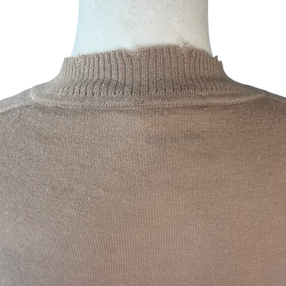 Prive 45 Cashmere? V Neck Sweater Large Tan Thrashed Designer Luxury Grunge Cozy - Picture 7 of 16